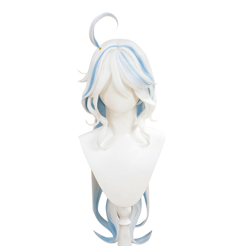 【US/EU LOCAL SHIPPING 】【Long Ver. 】DokiDoki Game Genshin Impact Cosplay Fontaine Focalors Wig Long White Blue Curly Wig Furina Fake Eyelashes
