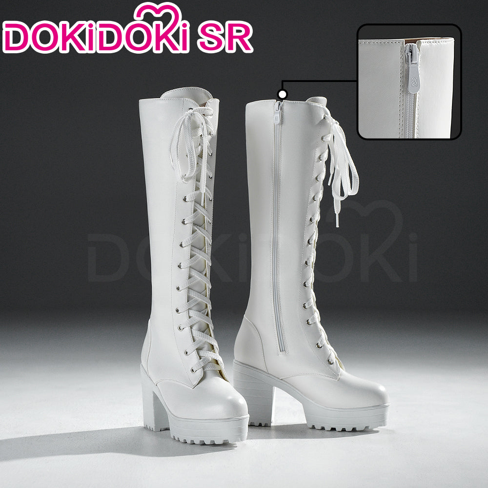 【Ready For Ship】【9CM】DokiDoki-SR Height Increasing Boots / Elevator Boots White Lace-up Boots