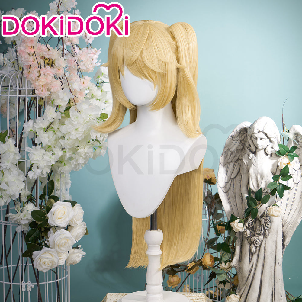 【Ready For Ship】DokiDoki Game Genshin Impact Cosplay Fischl Wig Long Straight  Ponytail Blonde
