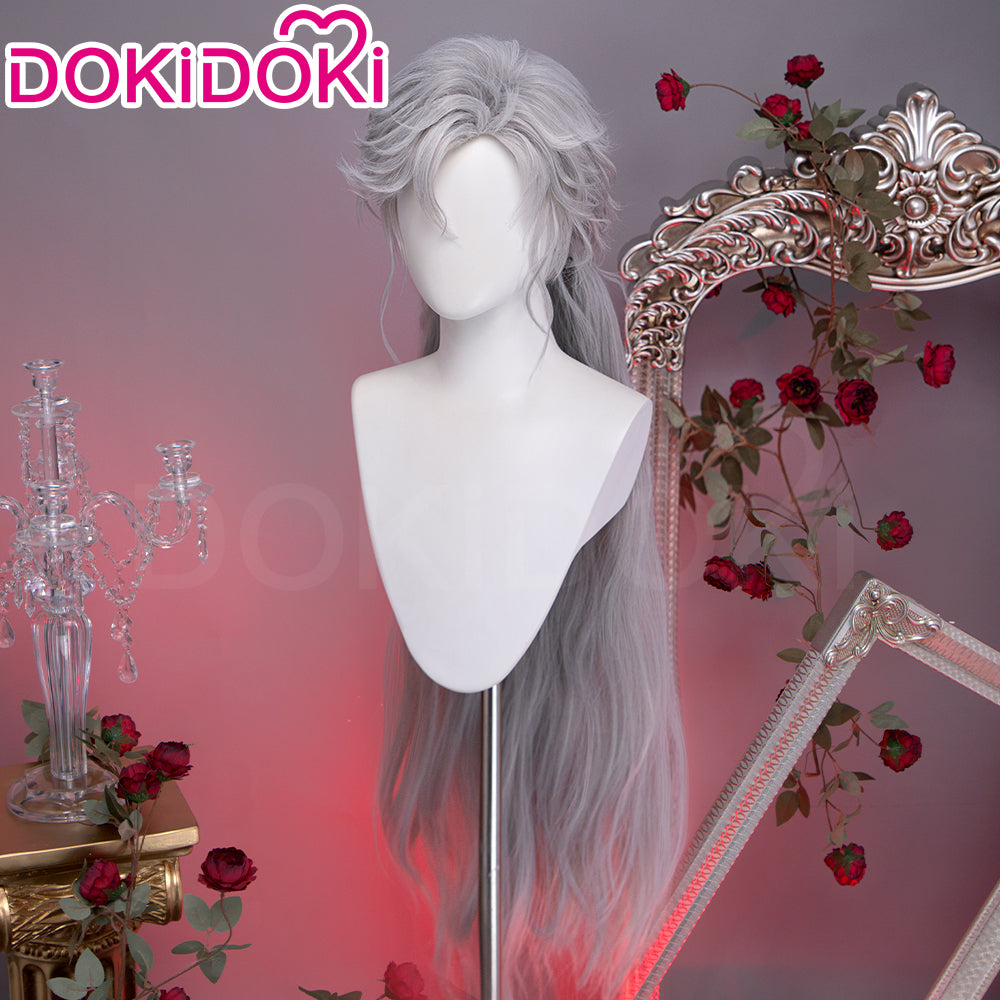 【Partial Ready For Ship】【Front Lace】DokiDoki Game Love and Deepspace Cosplay Sylus Wig Long Curly Silver Hair Silverwing Fiend