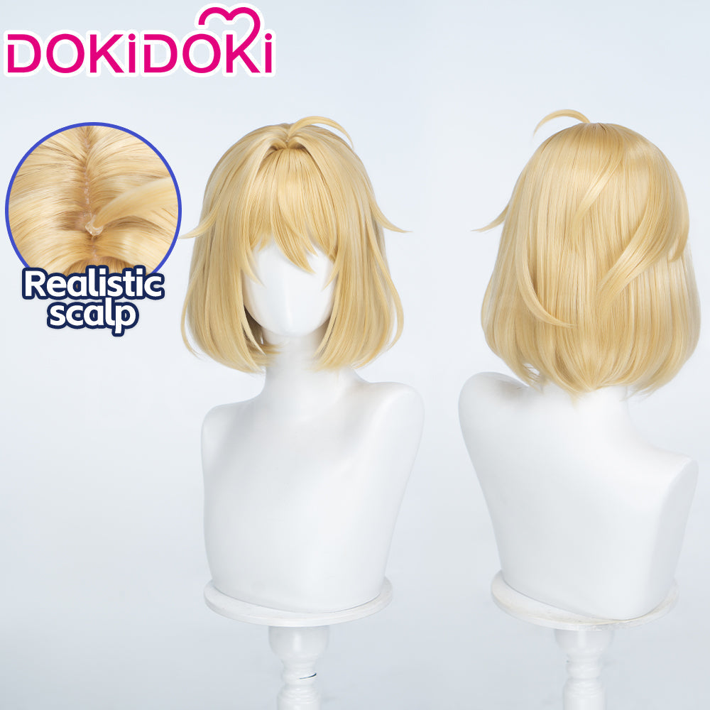 DokiDoki Game Genshin Impact Cosplay Belyi Tsar Wig Short Blonde Hair Cryo Archon Snezhnaya