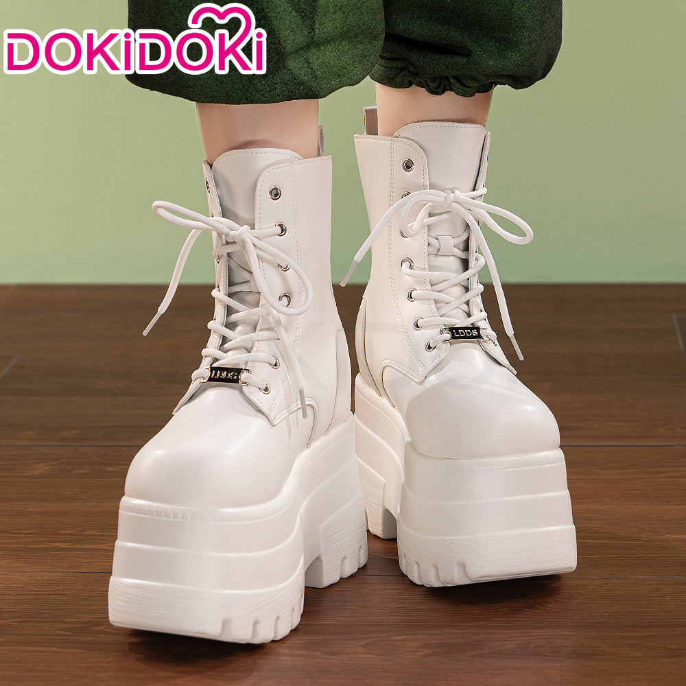 【19 CM】DokiDoki Height Increasing Shoes / Elevator Shoes Martin Boots Black White Invisible Thick-Soled 19 CM Platform Shoes