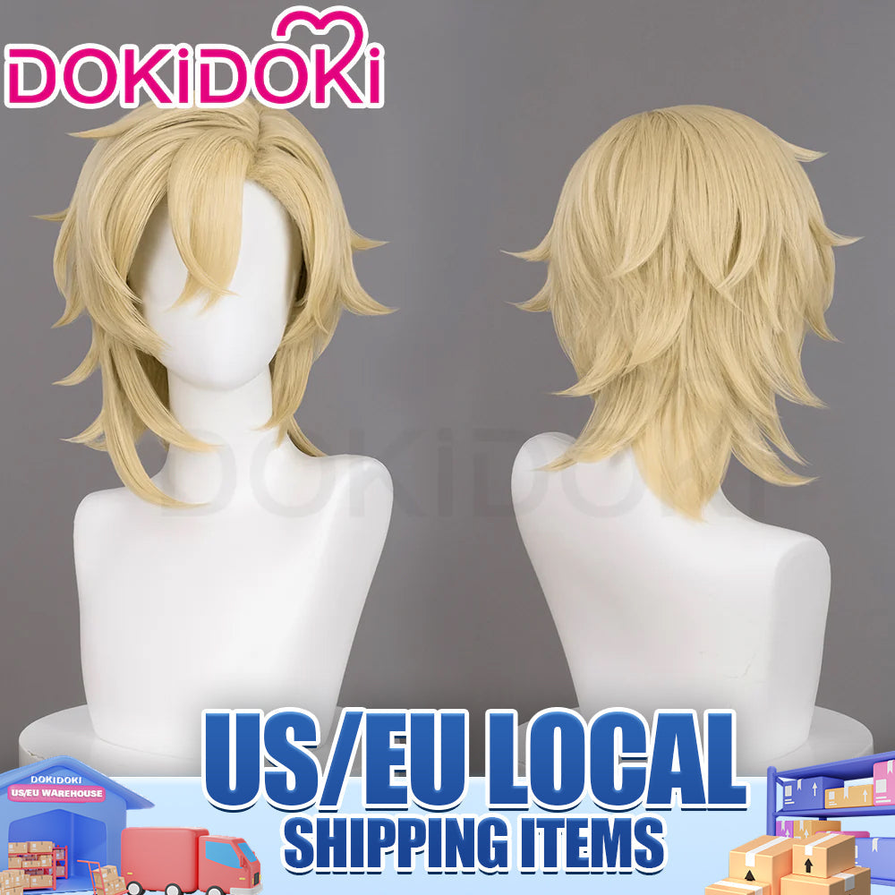 【US/EU LOCAL SHIPPING 】DokiDoki Game Honkai: Star Rail Cosplay Aventurine Wig Short Straight Yellow Hair Shajin