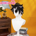 【Ready For Ship】DokiDoki Game Genshin Impact Cosplay Fontaine Wriothesley Wig Short Black Grey / Earring / Wefts