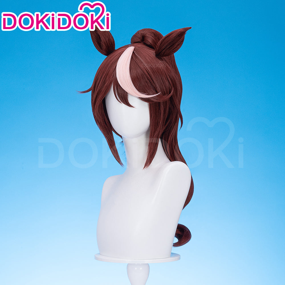 【Ready For Ship】DokiDoki Game Cosplay Wig / Tail Long Curly Brown Hair Ponytail