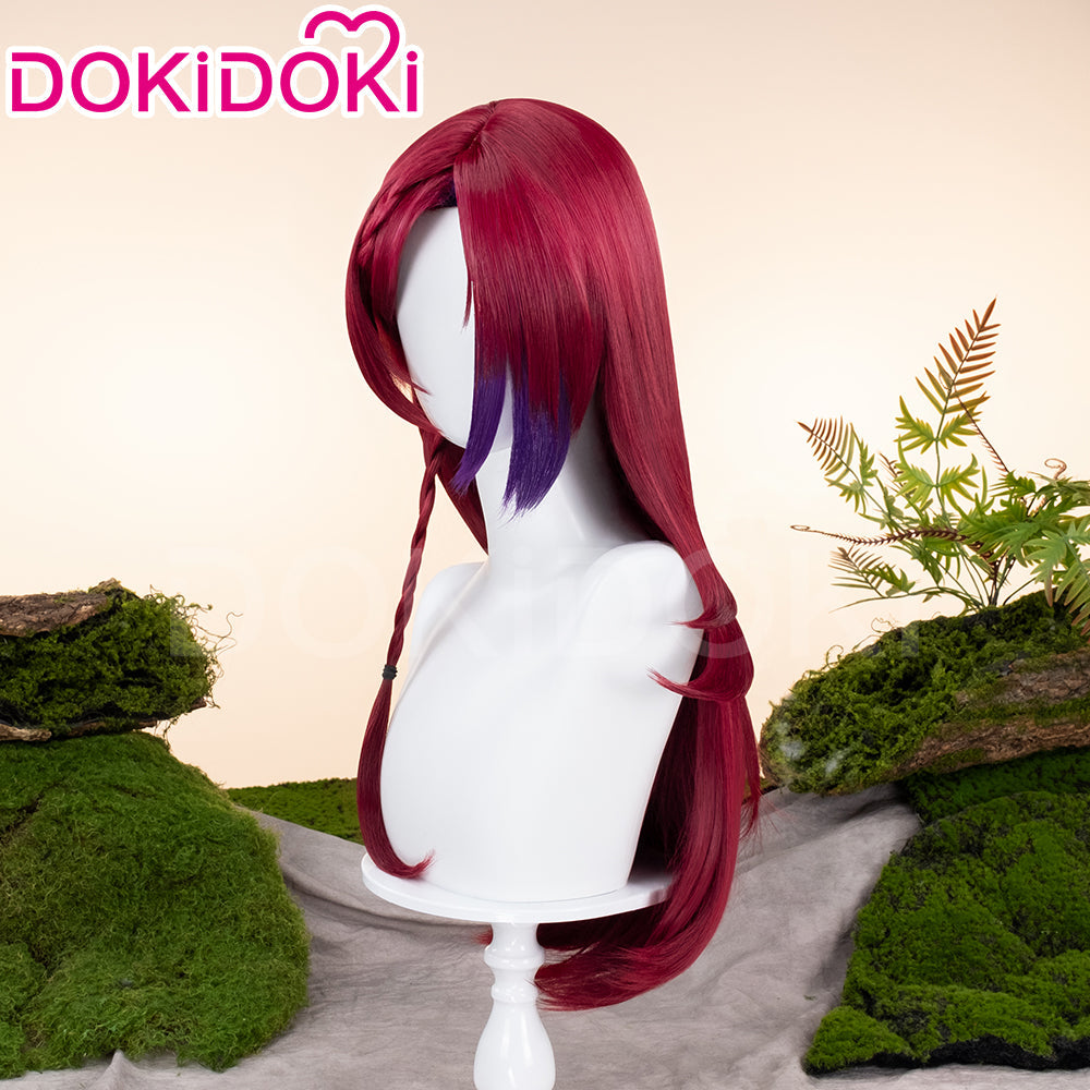 【US LOCAL SHIPPING 】DokiDoki Game Genshin Impact Chasca Cosplay Wig  Long Straight Red Hair Natlan
