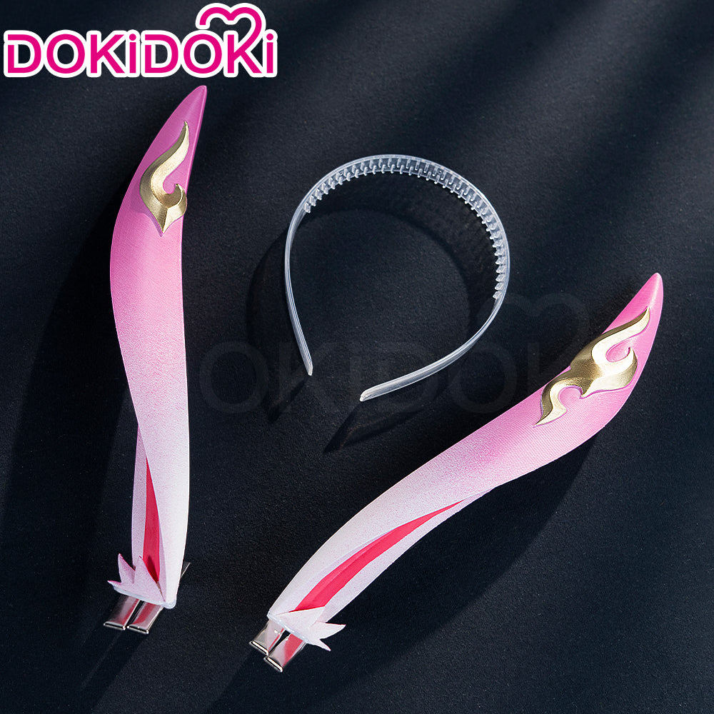 【Ready For Ship】DokiDoki Honkai: Star Rail Cosplay Evanescia Wig Long Pink Gradient Hair / Ear Accessory Planarcadia