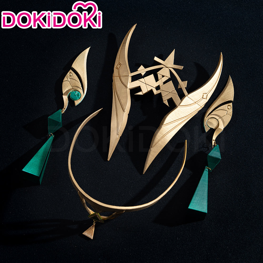 【Wig Ready For Ship】DokiDoki Game Genshin Impact Cosplay Nefer Wig / Head Accessory Short Green Highlight Hair Song of the Welkin Moon