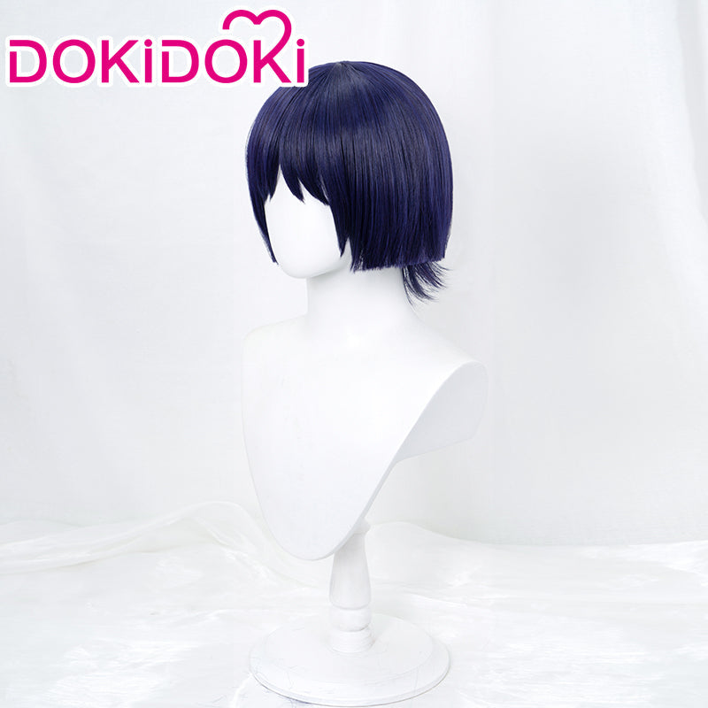 【Blue Highlights Ver Ready For Ship】DokiDoki Game Genshin Impact Cosplay Scaramouche Wig Wanderer Short Dark Blue