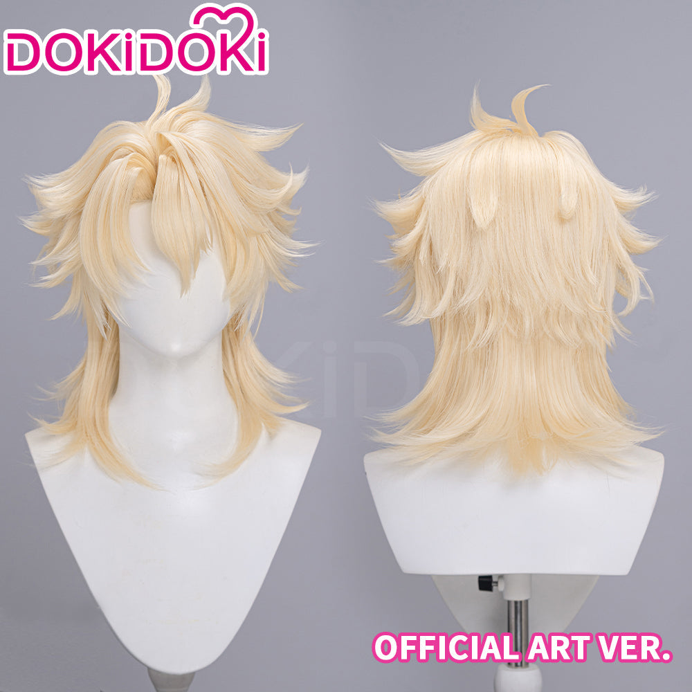 【Ready For Ship】DokiDoki Game Genshin Impact Cosplay Varka Wig Long Blond Hair Knight of Boreas Song of the Welkin Moon