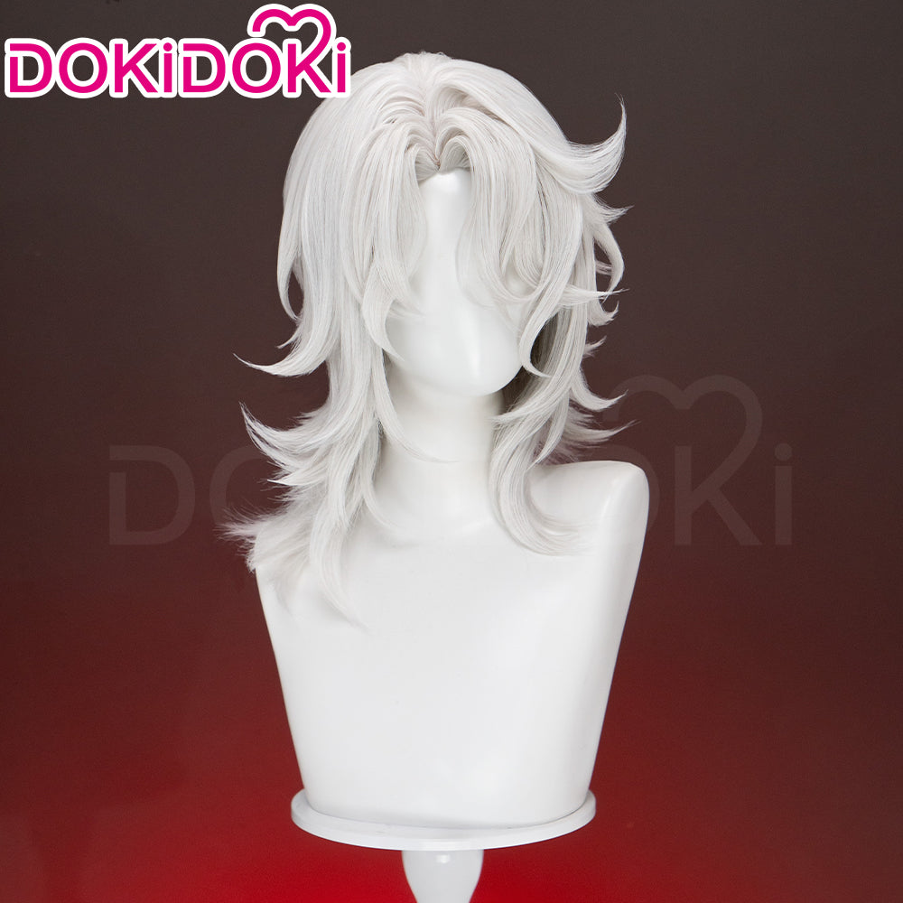 【Ready For Ship】DokiDoki Game Genshin Impact Cosplay Rerir Wig Long Curly White / Dark Hair Racher of Solnari