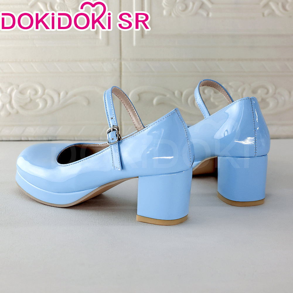 DokiDoki-SR Anime Game Pink / Blue Preppy-Style Leather Shoes High heel