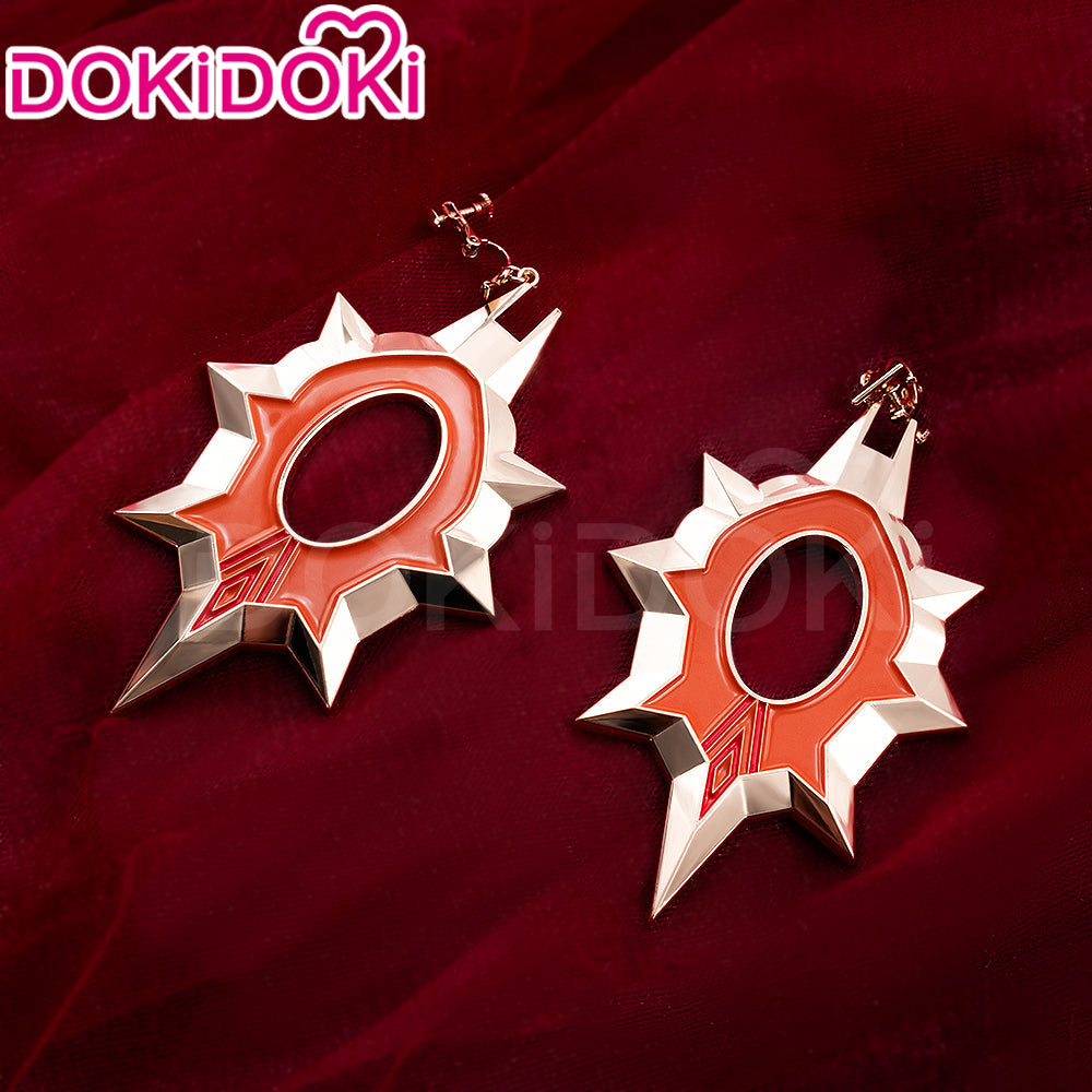 【Ready For Ship】DokiDoki Game Genshin Impact Cosplay Pyro Archon Mavuika Wig / Light Strips/ Wefts / Earclip / Glasses Natlan Long Curly Orange