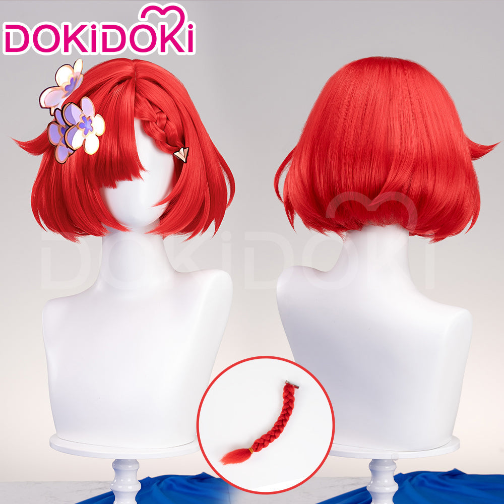 DokiDoki Game Honkai: Star Rail Cosplay Tribios Cosplay Wig Short Red Straight Wig