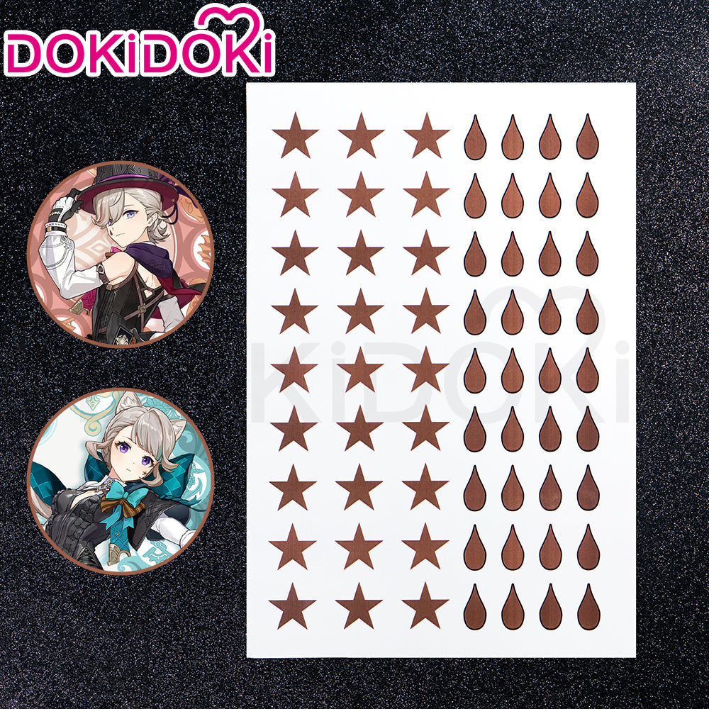 DokiDoki Game Genshin Impact Cosplay Fontaine  Lynette Wig Silver Cute Green Hight Hair/ Wefts/Tattoo Sticker