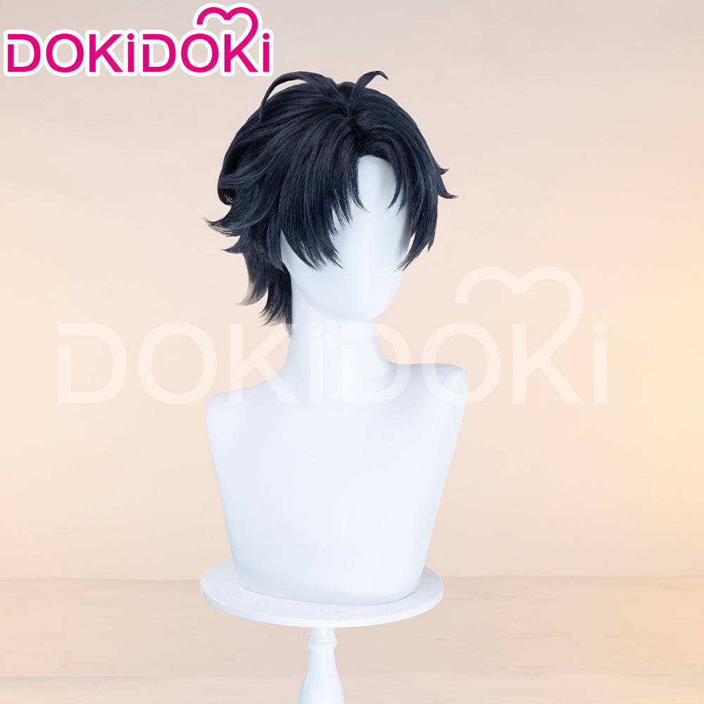 【Black Ver Ready For Ship】DokiDoki Game Zenless Zone Zero Cosplay Asaba Yuma Wig / Choker / Earring / Ear Clip Short Straight Dark Blue Hair ZZZ Harumasa
