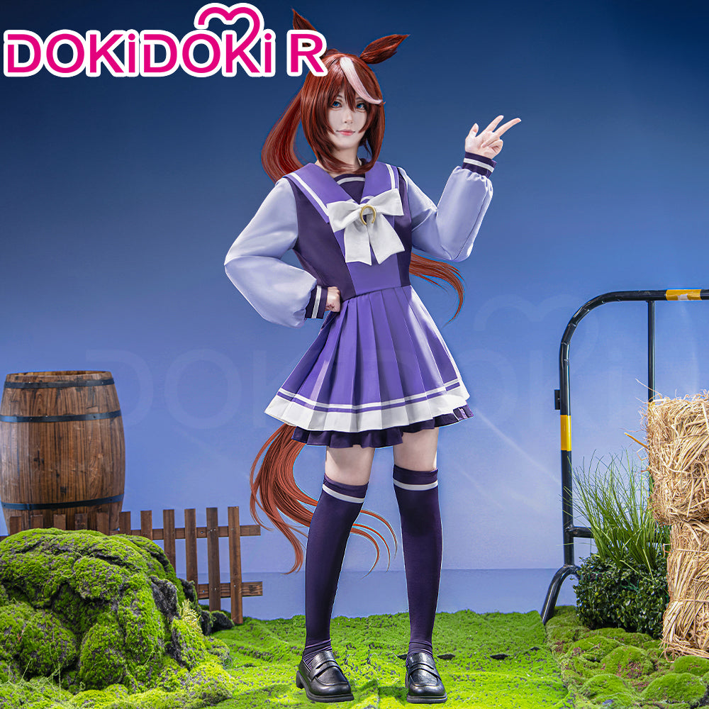 【Partially Ready For Ship】【Size XS-3XL】DokiDoki-R Game Cosplay School Uniform Costume Purple Dress