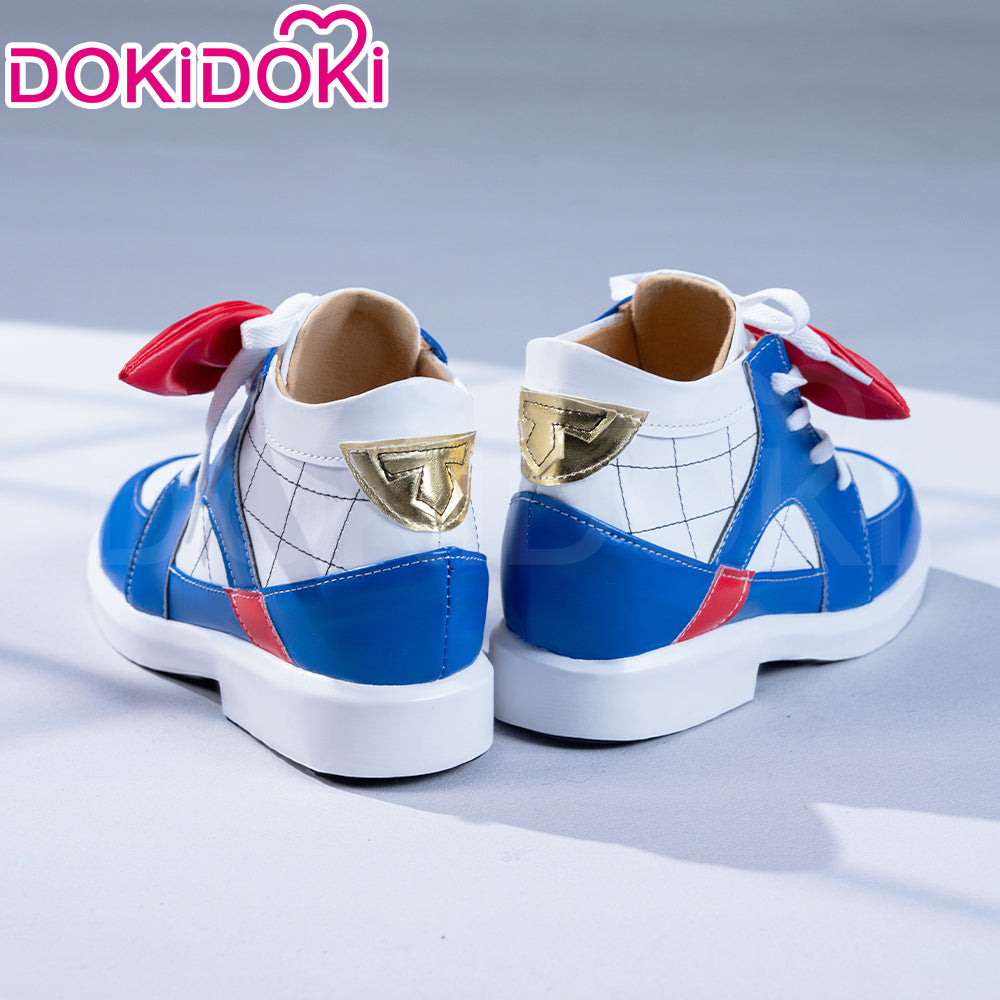DokiDoki Game Cosplay Shoes Whte Blue Red Bow Boots