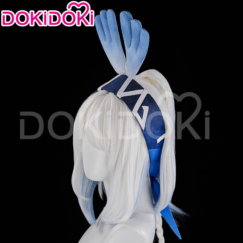 DokiDoki Game Genshin Impact Cosplay Mualani Wig / Accessories Headwear Long Straight White Blue Hair Natlan