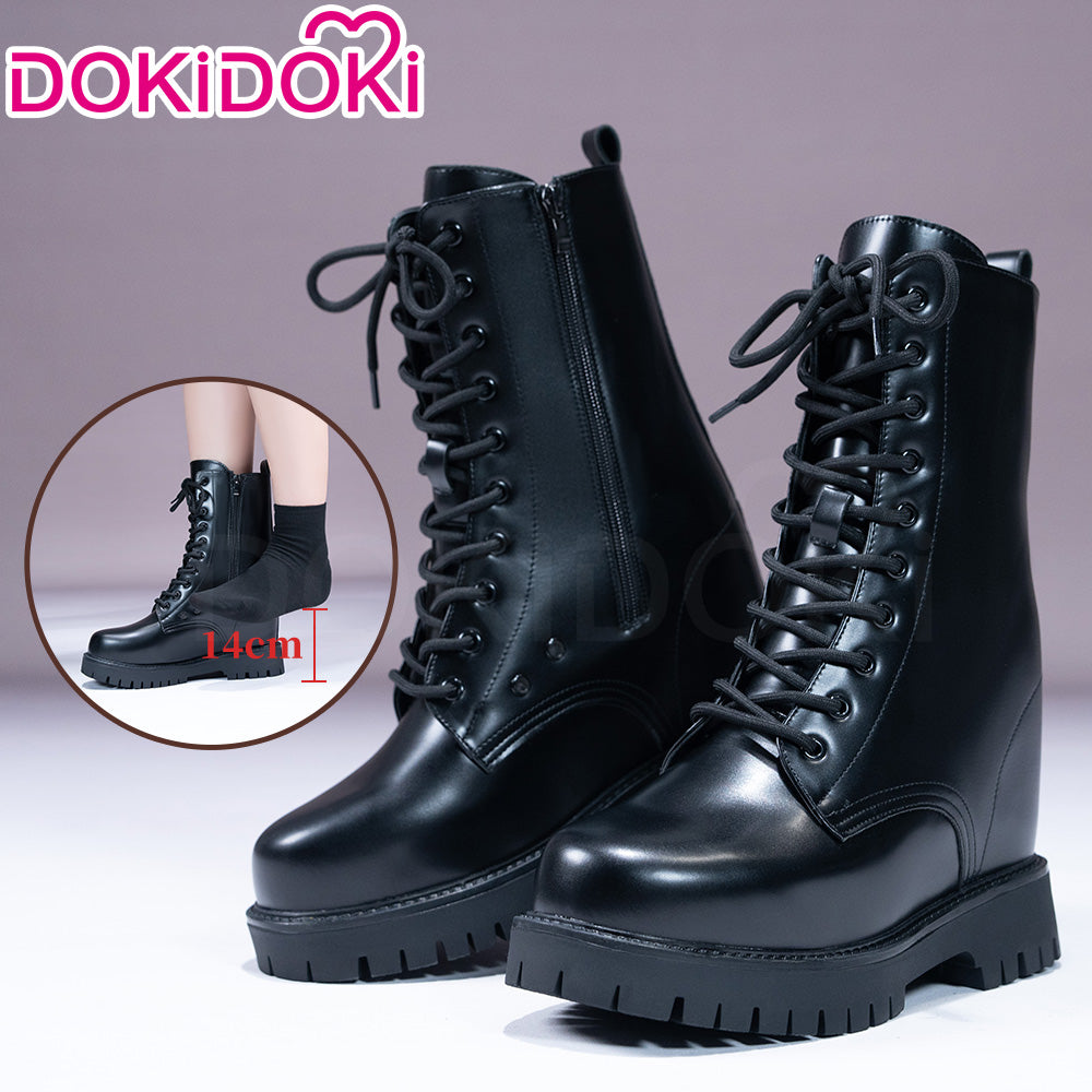 【14 CM】DokiDoki Height Increasing Shoes / Elevator Shoes Flat Boots Black Invisible Thick-Soled Platform Shoes