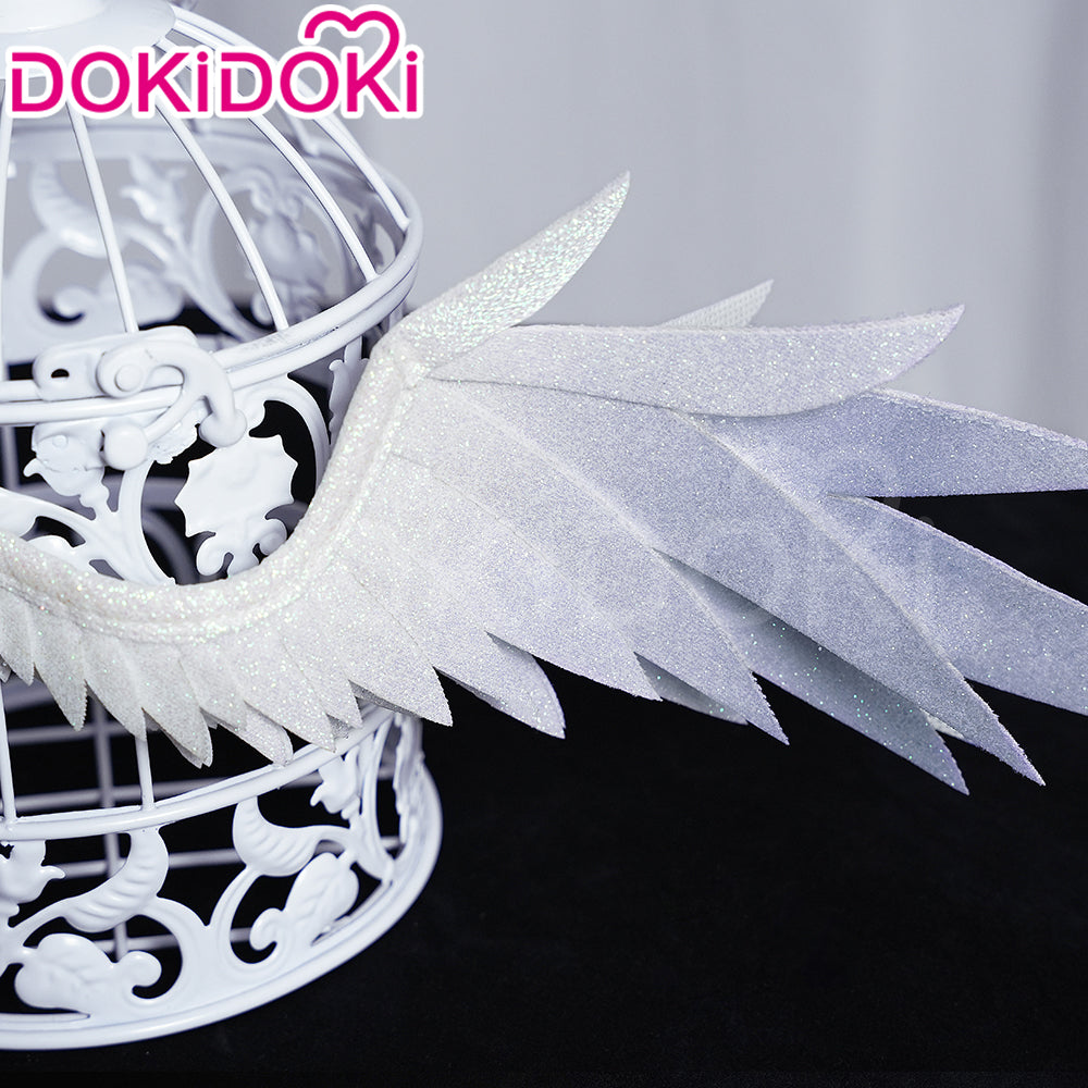 【Ready For Ship】DokiDoki Game Honkai: Star Rail Cosplay Sunday Wig Long Straight Grey Hair/ Earring / Ear Feather Hair Clips / Seraphim Wings Headwear