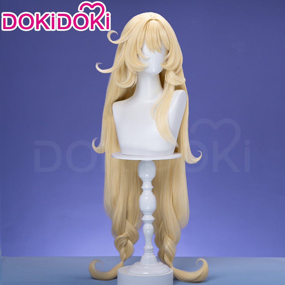 【Ready For Ship】DokiDoki Game Genshin Impact Cosplay Alice Wig Long Curly Blond Gradient Hair " A " Song of the Welkin Moon
