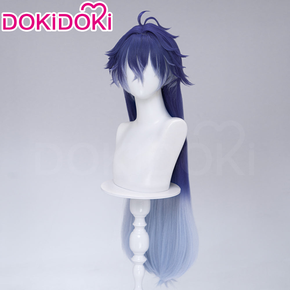 DokiDoki Game Genshin Impact Cosplay Flins Wig Long Blue Gradient Hair Song of the Welkin Moon