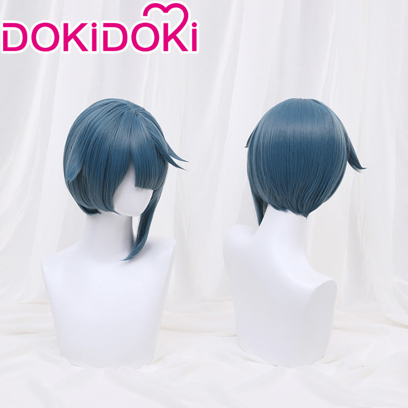 【Ready For Ship】DokiDoki Game Genshin Impact Cosplay  Xingqiu  Wig Xing Qiu Short Blue