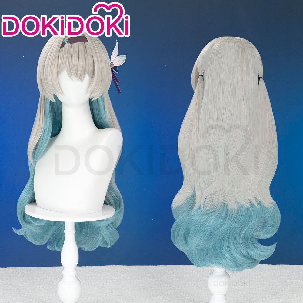 【US LOCAL SHIPPING 】DokiDoki Game Honkai: Star Rail Cosplay Firefly Wig Long Curly Grey Green Wig