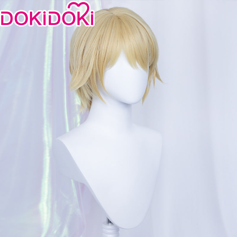 【Ready For Ship】DokiDoki Game Genshin Impact Cosplay Dainsleif Cosplay Wig  Men Short Golden