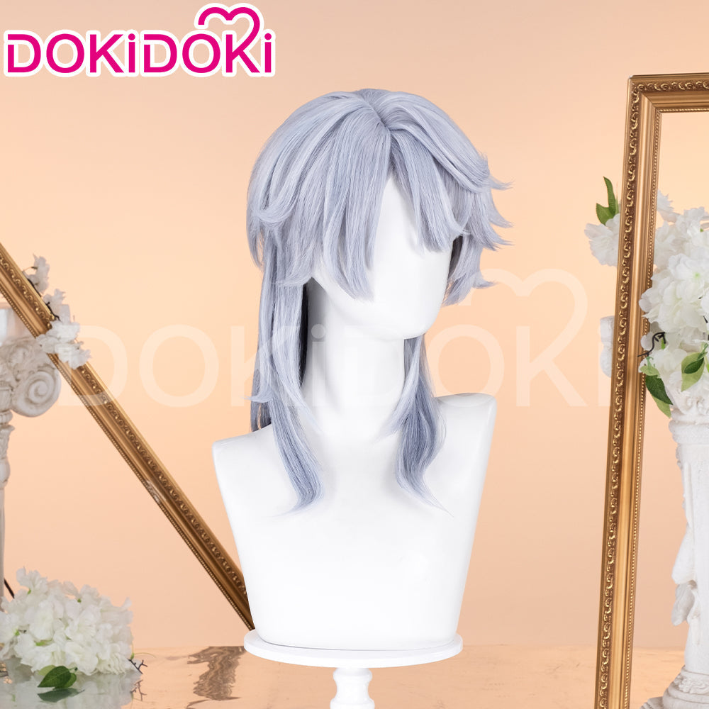 【Ready For Ship】DokiDoki Game Honkai: Star Rail Cosplay Sunday Wig Long Straight Grey Hair/ Earring / Ear Feather Hair Clips / Seraphim Wings Headwear