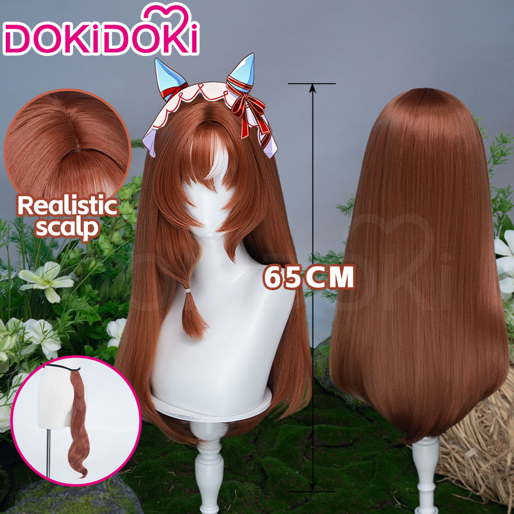 【Ready For Ship】DokiDoki Game Cosplay Wig / Tail Long Straight Brown Hair