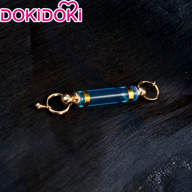 【Ready For Ship】DokiDoki Game Genshin Impact Fatui Harbinger Cosplay  Il Dottore Wig / Earrings Short Curly Blue