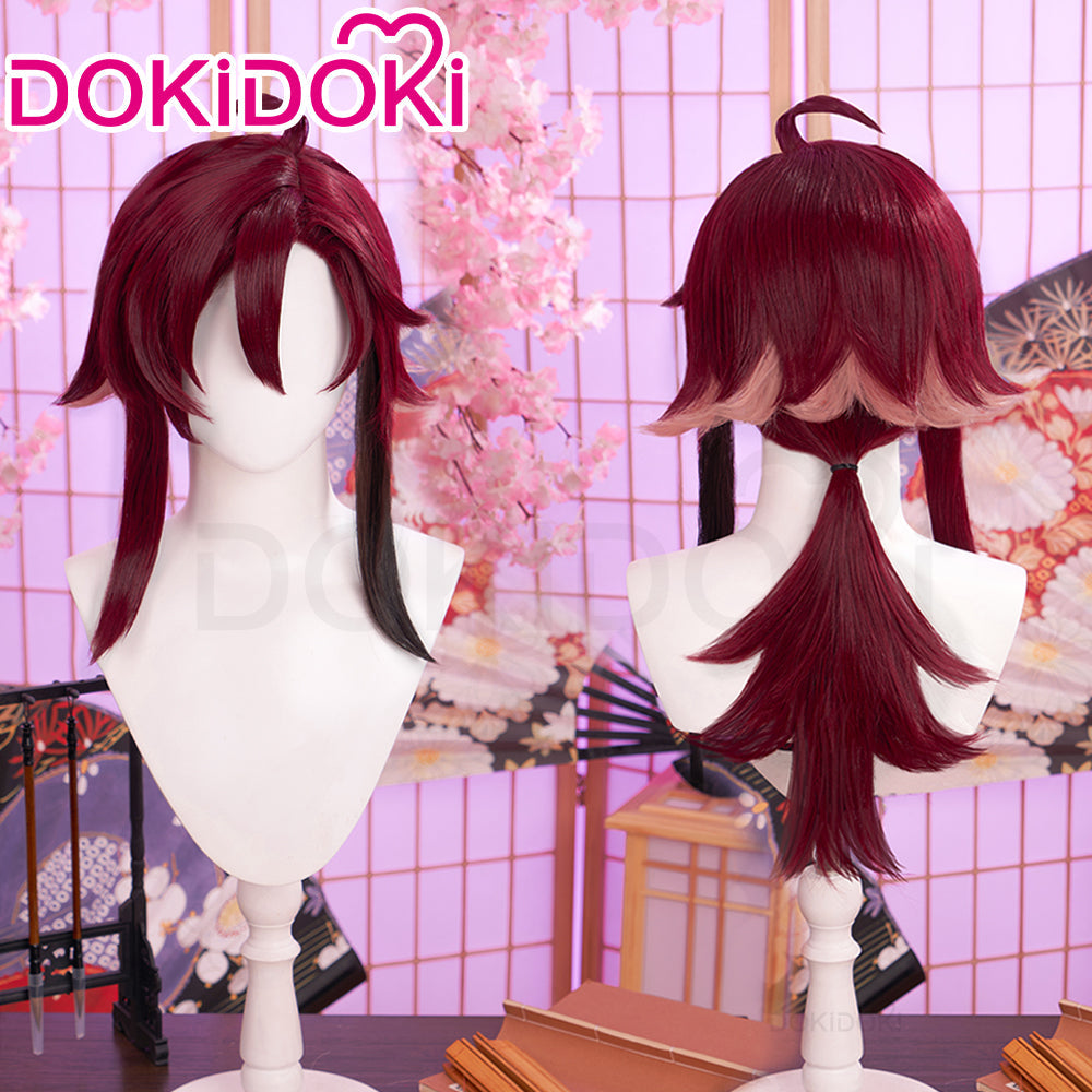 【Ready For Ship】DokiDoki Game Genshin Impact Cosplay Shikanoin Heizou Wig Long Straight Red Hair