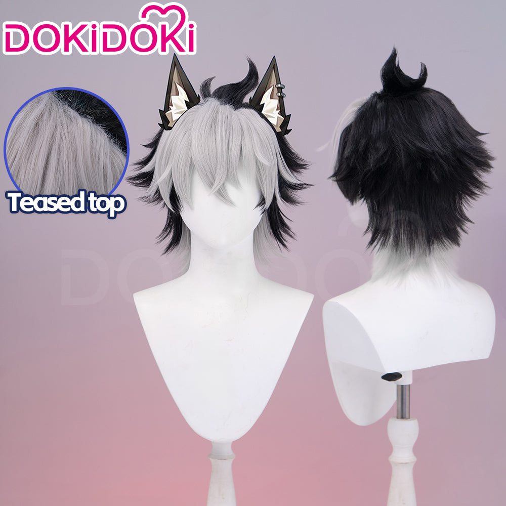 【Partial Ready For Ship】DokiDoki Game Zenless Zone Zero Cosplay Komano Manato Wig / Ears / Tail Short Curly Black Red Silver Hair ZZZ