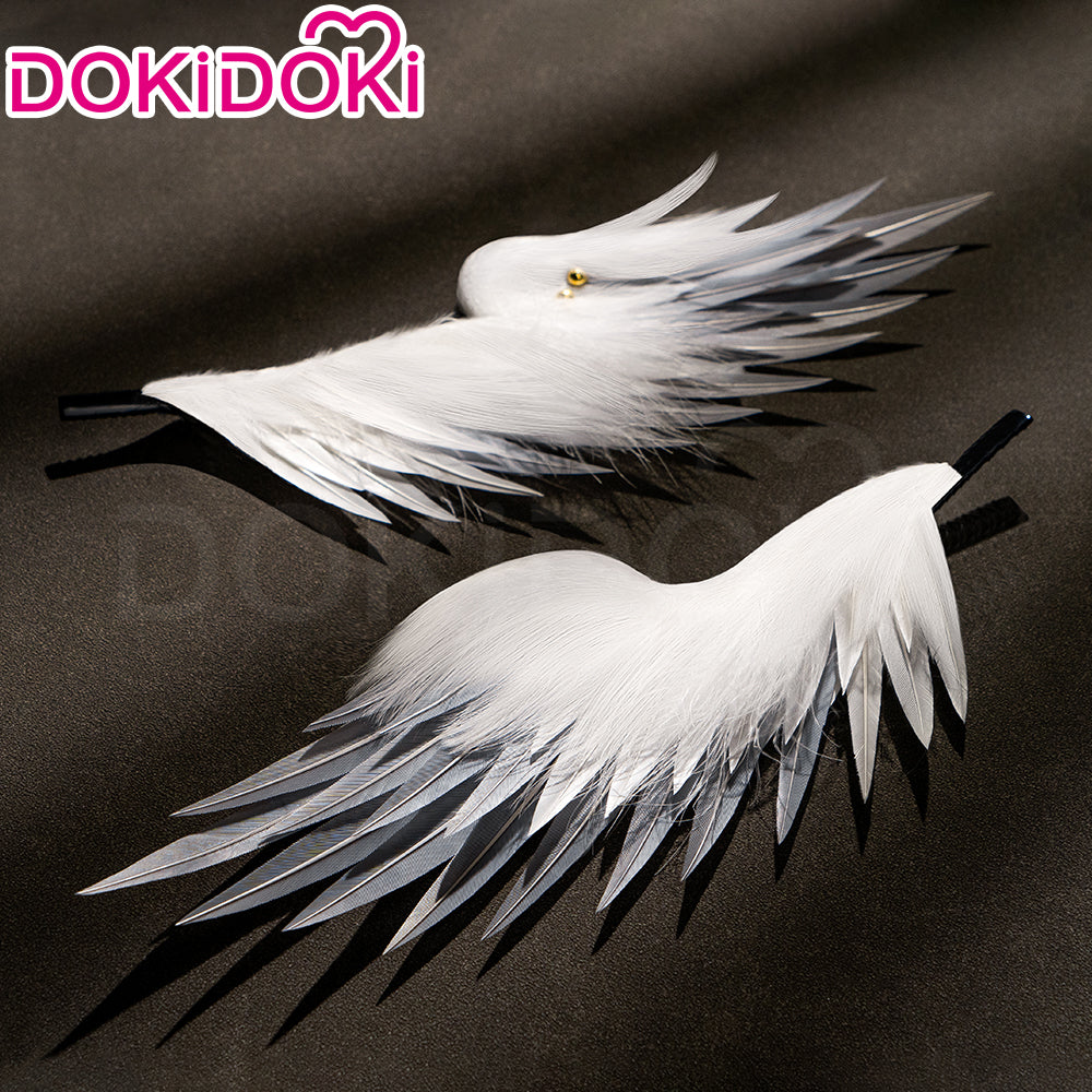 【Ready For Ship】DokiDoki Game Honkai: Star Rail Cosplay Sunday Wig Long Straight Grey Hair/ Earring / Ear Feather Hair Clips / Seraphim Wings Headwear