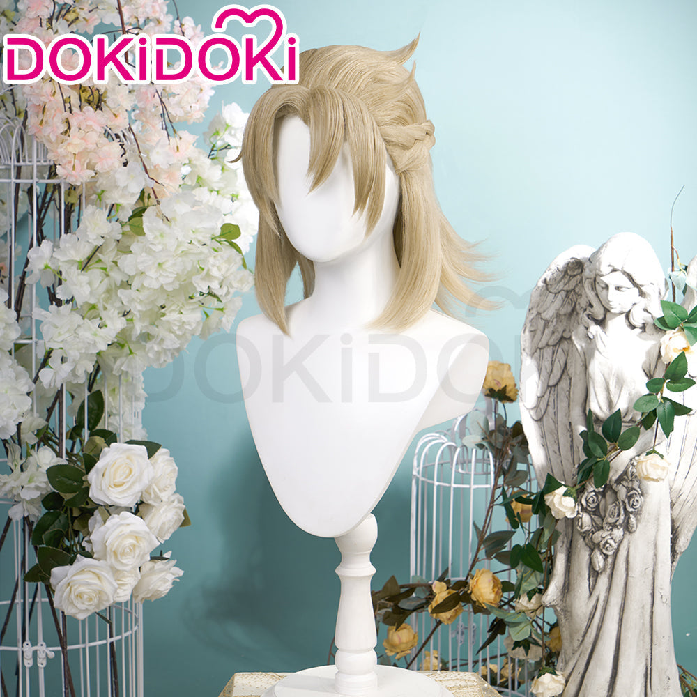 【Ready For Ship】DokiDoki Game Genshin Impact Cosplay Albedo Wig Short Straight Linen Wig Men