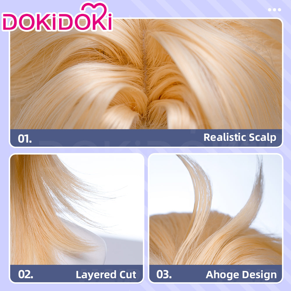 【Ready For Ship】DokiDoki Game Genshin Impact Cosplay Varka Wig Long Blond Hair Knight of Boreas Song of the Welkin Moon