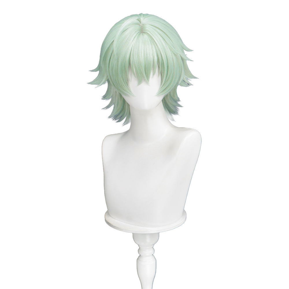 【Ready For Ship】DokiDoki Game Genshin Impact Cosplay Alyosha Wig Short Green Hair Snezhnaya Sudden Snow