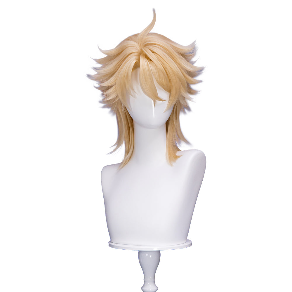 【Ready For Ship】DokiDoki Game Genshin Impact Cosplay Varka Wig Long Blond Hair Knight of Boreas Song of the Welkin Moon