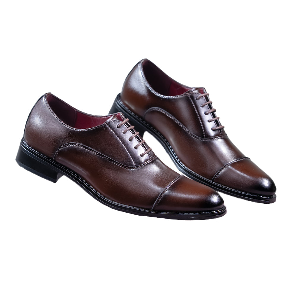 DokiDoki Basic Shoes Classic Brown Leather Cap Toe Oxford Dress Shoes