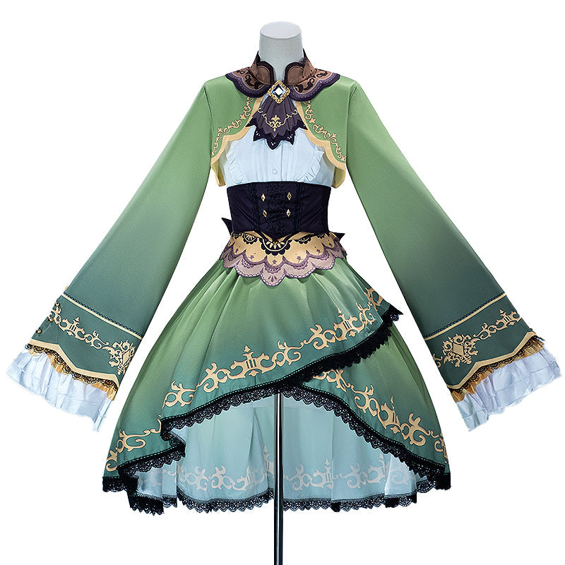 【Partially Ready For Ship】【Size XS-3XL】DokiDoki-N Game Cosplay Costume Green Dress Black Bow
