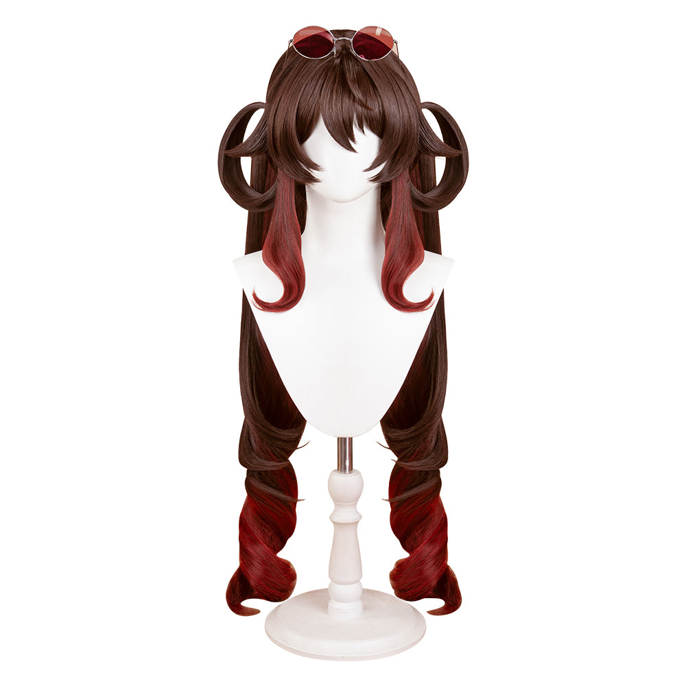 【Ready For Ship】DokiDoki Game GenShin Impact Cosplay Hu Tao Lantern Rite Wig Long Gradient Brown Hair Double Ponytails Hutao