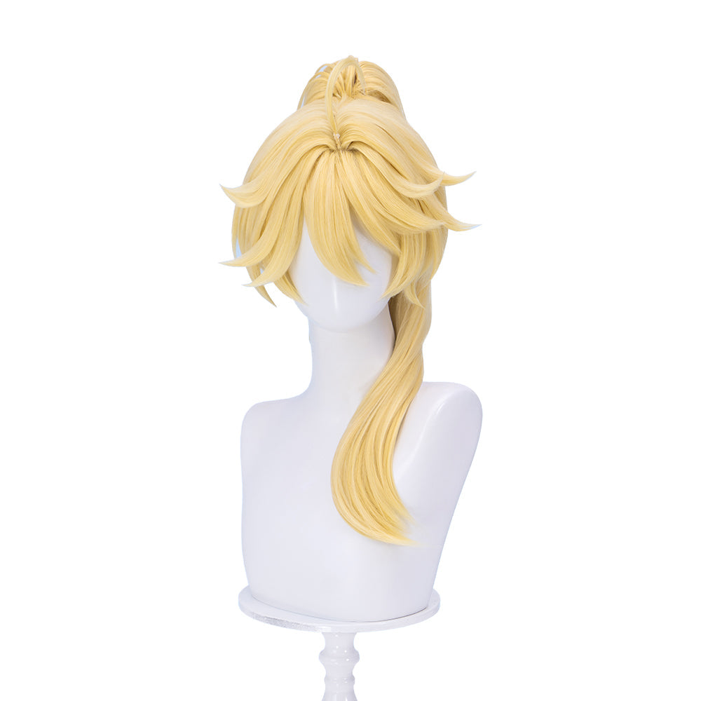 【Partially Ready For Ship】DokiDoki Game Genshin Impact Cosplay Traveler Aether Wig / Earring Long Blonde Hair Kong As Heaven and Earth Are Made Anew