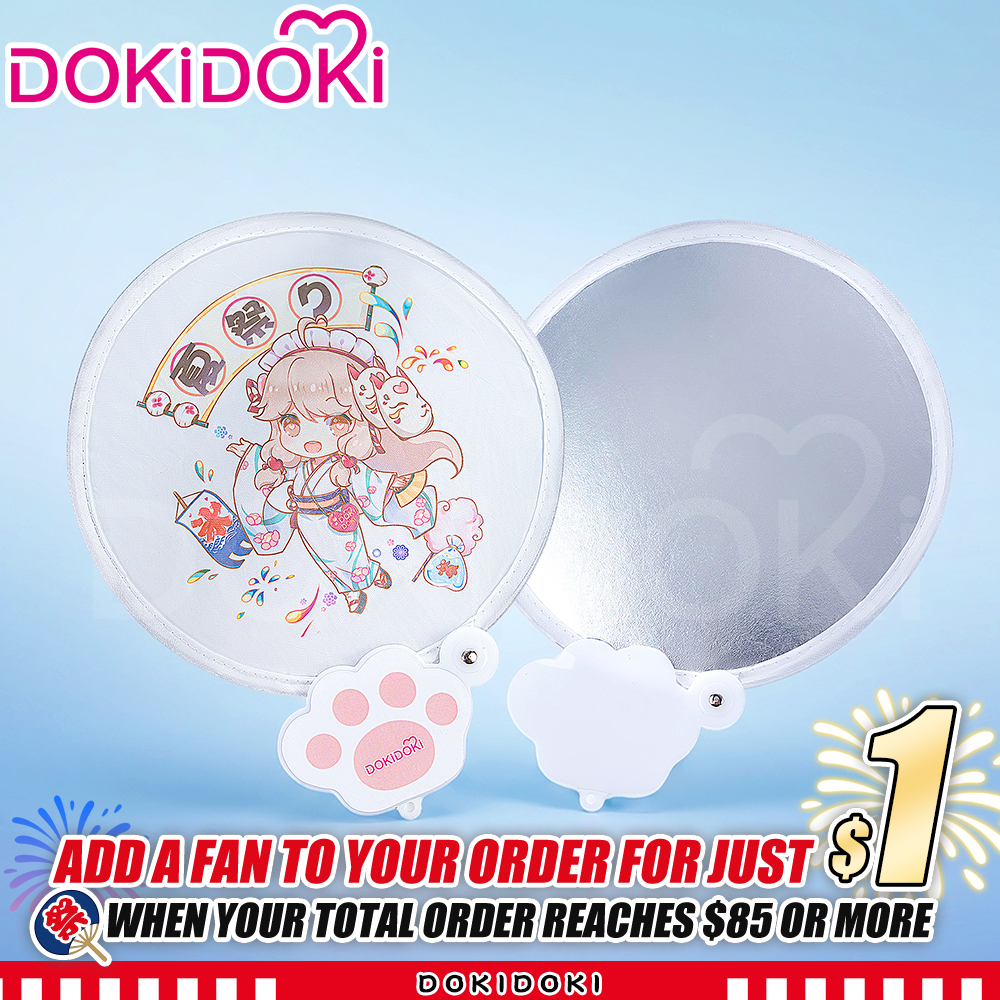 DokiDoki Prop Portable Round Reflective Folding Fan 2-in-1 Folding Fan & Reflector