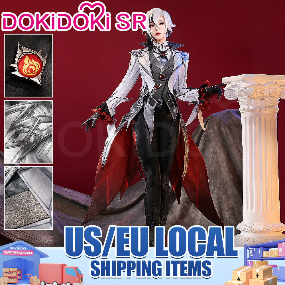 【US/EU LOCAL SHIPPING 】【Size S-2XL】DokiDoki-SR Game Genshin Impact Fontaine Fatui Harbinger Cosplay The Knave Arlecchino Costume / Wig