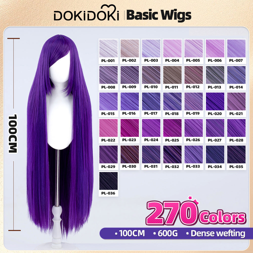 【US LOCAL SHIPPING 】【Purple】DokiDoki Cosplay Wig Basic Wig Long Straight Purple 100 CM Hair Wig Base
