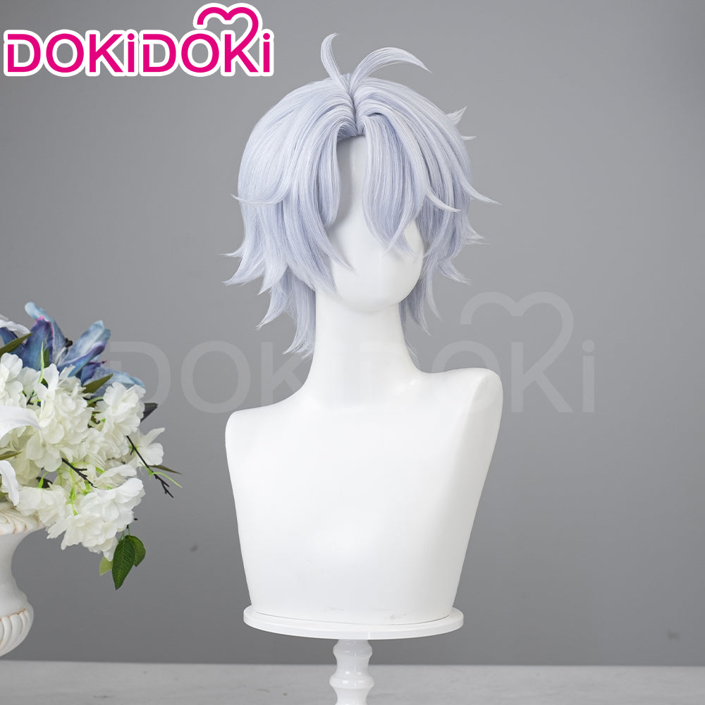 【Partially Ready For Ship】DokiDoki Game Honkai: Star Rail Cosplay Phainon Wig / Weft / Tattoo /  Ear Clips Short Straight Silver Hair Darkening