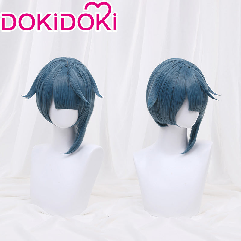 【Ready For Ship】DokiDoki Game Genshin Impact Cosplay  Xingqiu  Wig Xing Qiu Short Blue