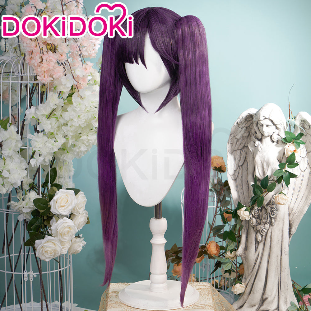 【Ready For Ship】DokiDoki Game Genshin Impact Mona Cosplay Wig / Accessories / Earring Long Purple Hair